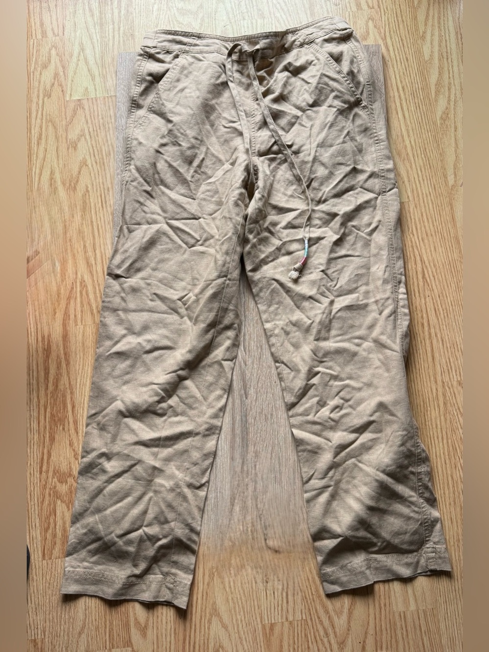 J. Crew Denim Tan Drawstring Linen Pants  - Light Tan Size Small